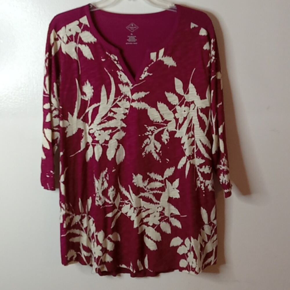 St. John's Bay Women's XL Leafy 3/4 Sleeve Blouse NWT Office